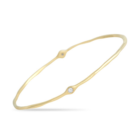 Ippolita // 18K Yellow Gold + Diamond Bangle Bracelet // 7" // Estate