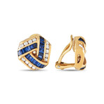 Charles Krypell // 18K Yellow Gold Diamond + Sapphire Clip-On Earrings // Estate