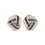 Charles Krypell // 18K Yellow Gold Diamond + Sapphire Clip-On Earrings // Estate