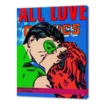 Comic Book Cover // Retro// Superhero Kiss  // Vintage (10"H x 8"W x 0.2"D)