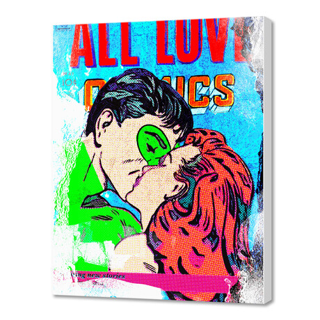 Torn Comic Book Cover // Retro // Superhero Kiss  // Vintage (10"H x 8"W x 0.2"D)