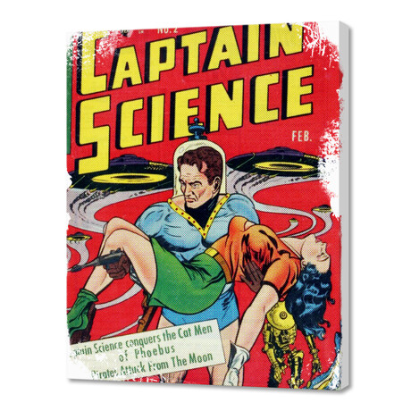 Torn Comic Book Cover // Retro // Science Hero // Vintage (10"H x 8"W x 0.2"D)