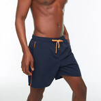 Contrast Piped Swim Trunks // Navy + Gold (XL)