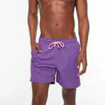 Contrast Piped Swim Trunks // Purple + Pink (S)