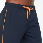 Contrast Piped Swim Trunks // Navy + Gold (S)