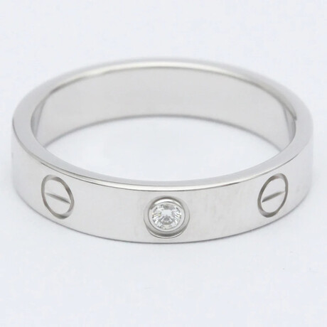 Cartier // 18k White Gold Mini Love Ring With Diamond // Ring Size: 6 // Store Display