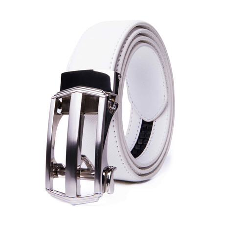 Automatic Ratchet Buckle Dress Belt // White (32/34)