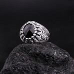 Faceted Black Stone Ring (7.5)
