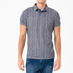 Noe Short Sleeve Polo Shirt // Navy + Beige (S)