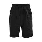 Casual Knee-Length Linen Shorts // Black (L)
