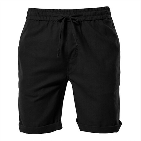 Cuffed Linen Shorts // Black (S)