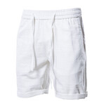 Cuffed Linen Shorts // White (L)