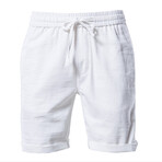 Cuffed Linen Shorts // White (2XL)