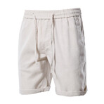 Cuffed Linen Shorts // Beige (L)