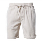 Cuffed Linen Shorts // Beige (S)