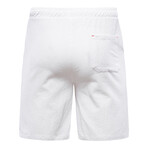 Beaded Drawstring Linen Shorts // White (2XL)