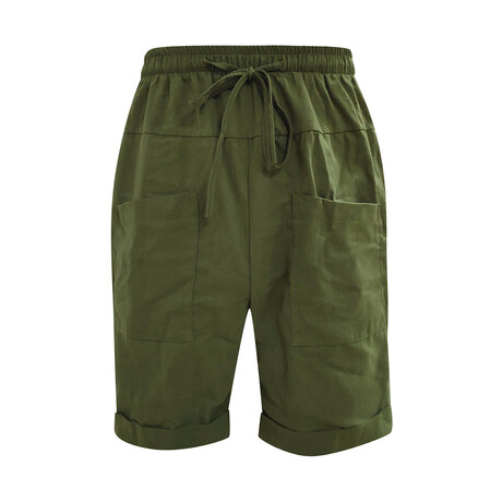 Casual Knee-Length Linen Shorts // Green (S)