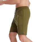 Stretch Waist Cotton Shorts // Olive Green (2XL)