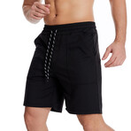 Stretch Waist Cotton Shorts // Black (M)