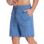 Stretch Waist Cotton Shorts // Light Blue (M)
