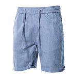 Cuffed Linen Shorts // Blue (L)
