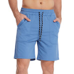 Stretch Waist Cotton Shorts // Light Blue (XL)