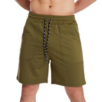 Stretch Waist Cotton Shorts // Olive Green (XL)