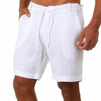 Draw String Linen Shorts // White (XL)