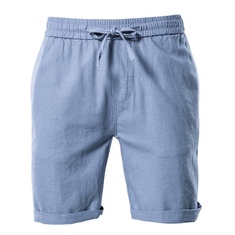 Cuffed Linen Shorts // Blue (S)