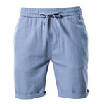Cuffed Linen Shorts // Blue (L)