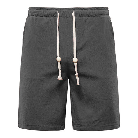 Beaded Drawstring Linen Shorts // Green (S)