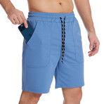 Stretch Waist Cotton Shorts // Light Blue (L)
