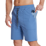 Stretch Waist Cotton Shorts // Light Blue (2XL)