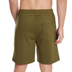 Stretch Waist Cotton Shorts // Olive Green (XL)