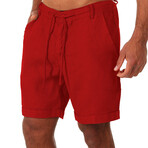 Draw String Linen Shorts // Red (2XL)