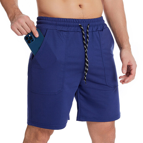 Stretch Waist Cotton Shorts // Medium Blue (S)