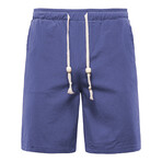 Beaded Drawstring Linen Shorts // Blue (XL)