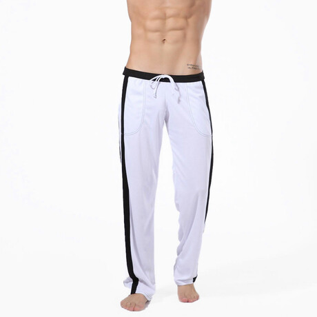 Contrast Stripe Sweatpants // White + Black (S)