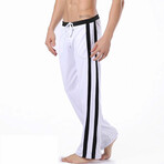 Contrast Stripe Sweatpants // White + Black (L)