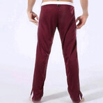 Contrast Stripe Sweatpants // Burgundy + White (XL)