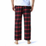 Plaid Pajama Pants // Black + Red (L)