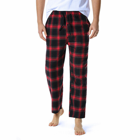 Plaid Pajama Pants // Black + Red (S)