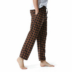 Plaid Pajama Pants // Orange + Black (M)