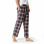 Plaid Pajama Pants // Black + White + Red (L)