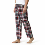 Plaid Pajama Pants // Black + White + Red (XL)