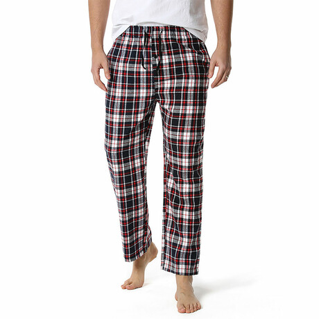 Plaid Pajama Pants // Black + White + Red (S)