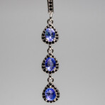 Genuine Teardrop Tanzanite And Sapphire Earrings In Sterling Silver