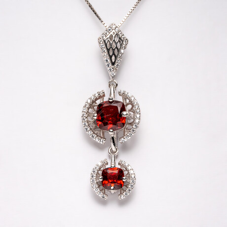 Genuine Ruby And White Sapphire Necklace