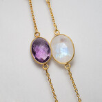 Genuine Amethyst And Blue Moonstone Necklace