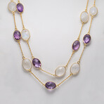 Genuine Amethyst And Blue Moonstone Necklace